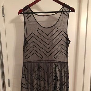 Free People Silver Beaded Slip Dress